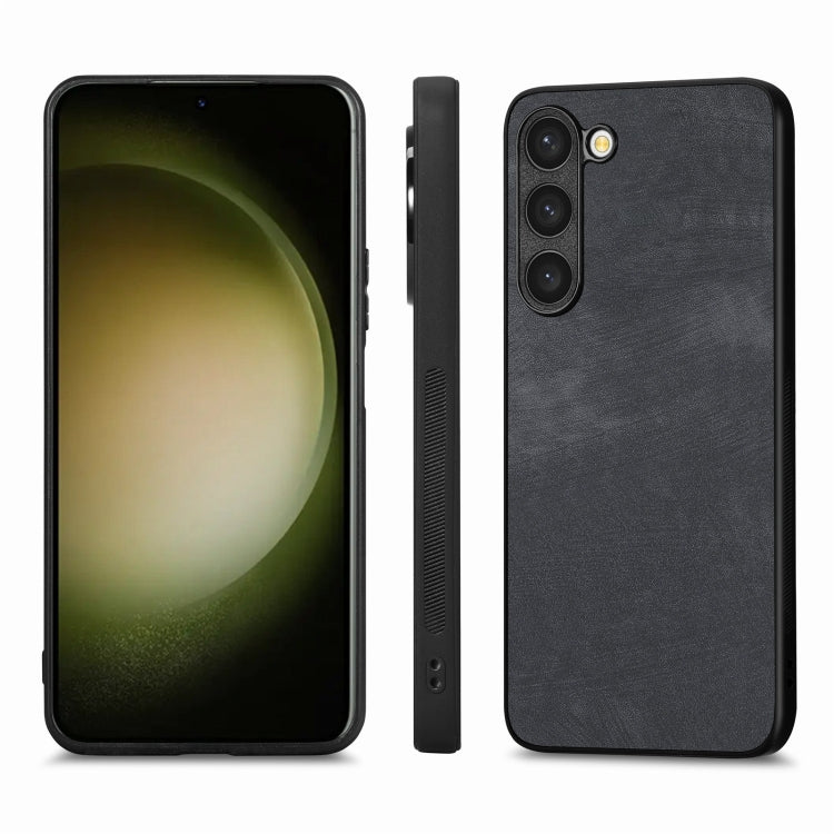 For Samsung Galaxy S25 5G Vintage Leather PC Back Cover Phone Case(Black) - Galaxy S25 5G Cases by PMC Jewellery | Online Shopping South Africa | PMC Jewellery | Buy Now Pay Later Mobicred