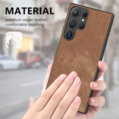 For Samsung Galaxy S25 Ultra 5G Vintage Leather PC Back Cover Phone Case(Brown) - Galaxy S25 Ultra 5G Cases by PMC Jewellery | Online Shopping South Africa | PMC Jewellery | Buy Now Pay Later Mobicred