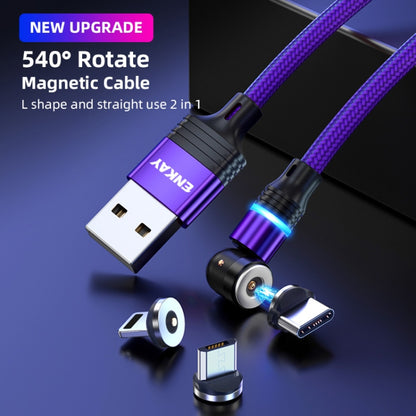 ENKAY 3 in 1 2.4A USB to Type-C / 8 Pin / Micro USB Magnetic 540 Degrees Rotating Charging Cable, Length:2m(Green) - Charging Cable & Head by ENKAY | Online Shopping South Africa | PMC Jewellery | Buy Now Pay Later Mobicred