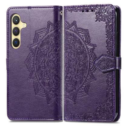 For Samsung Galaxy S25 5G Mandala Flower Embossed Leather Phone Case(Purple) - Galaxy S25 5G Cases by PMC Jewellery | Online Shopping South Africa | PMC Jewellery | Buy Now Pay Later Mobicred