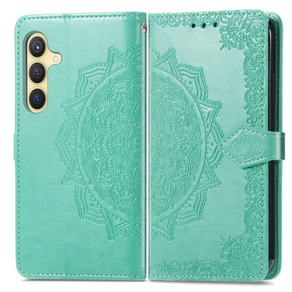 For Samsung Galaxy S25 5G Mandala Flower Embossed Leather Phone Case(Green) - Galaxy S25 5G Cases by PMC Jewellery | Online Shopping South Africa | PMC Jewellery | Buy Now Pay Later Mobicred