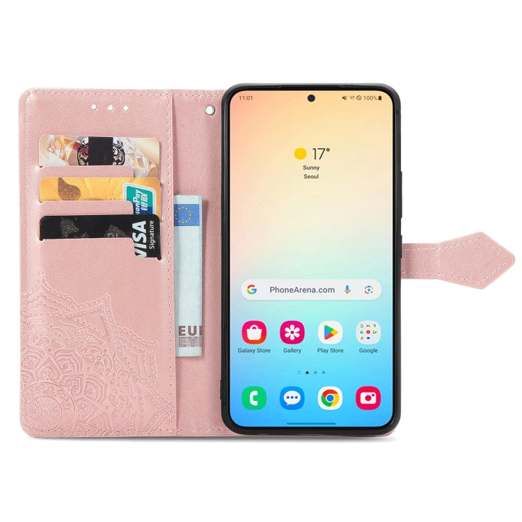 For Samsung Galaxy S25+ 5G Mandala Flower Embossed Leather Phone Case(Rose Gold) - Galaxy S25+ 5G Cases by PMC Jewellery | Online Shopping South Africa | PMC Jewellery | Buy Now Pay Later Mobicred