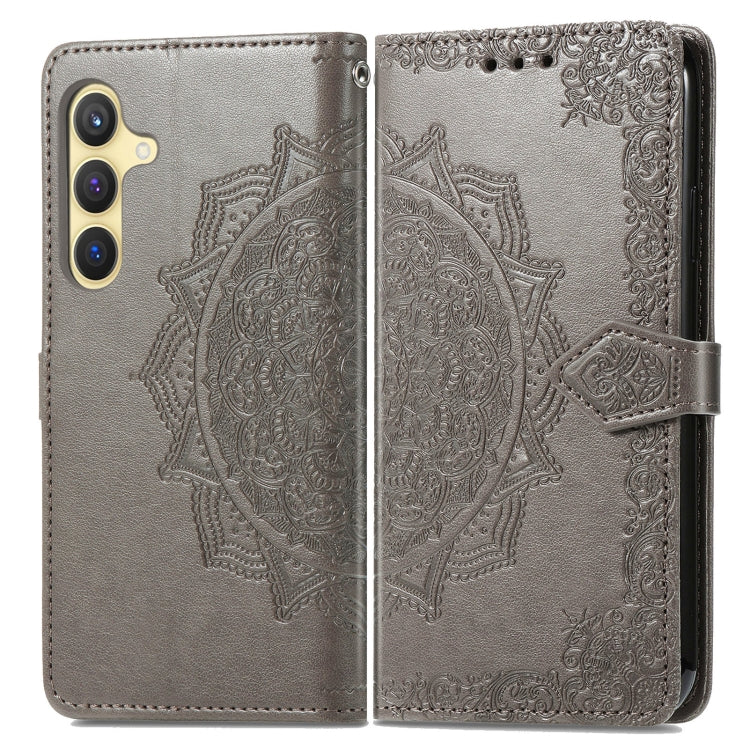 For Samsung Galaxy S25+ 5G Mandala Flower Embossed Leather Phone Case(Gray) - Galaxy S25+ 5G Cases by PMC Jewellery | Online Shopping South Africa | PMC Jewellery | Buy Now Pay Later Mobicred