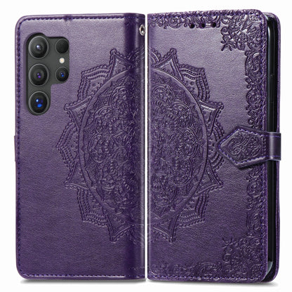 For Samsung Galaxy S25 Ultra 5G Mandala Flower Embossed Leather Phone Case(Purple) - Galaxy S25 Ultra 5G Cases by PMC Jewellery | Online Shopping South Africa | PMC Jewellery | Buy Now Pay Later Mobicred