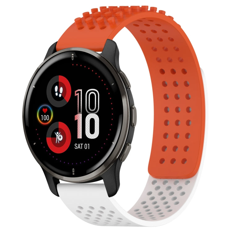For Garmin Venu 2 Plus 20mm Holes Breathable 3D Dots Silicone Watch Band(Orange+White) - Watch Bands by PMC TechLife | Online Shopping South Africa | PMC TechLife