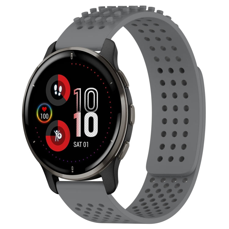 For Garmin Venu 2 Plus 20mm Holes Breathable 3D Dots Silicone Watch Band(Grey) - Watch Bands by PMC TechLife | Online Shopping South Africa | PMC TechLife