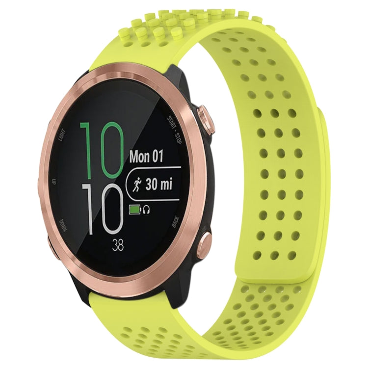 For Garmin Forerunner 645 Music 20mm Holes Breathable 3D Dots Silicone Watch Band(Lime Green) - Watch Bands by PMC Jewellery | Online Shopping South Africa | PMC Jewellery