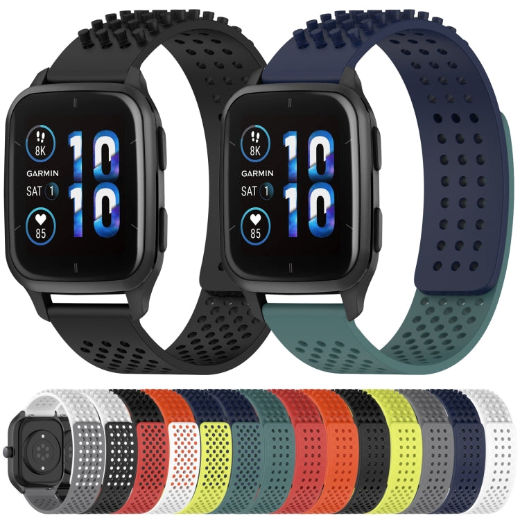 For Garmin Venu 2 Plus 20mm Holes Breathable 3D Dots Silicone Watch Band(Orange+White) - Watch Bands by PMC TechLife | Online Shopping South Africa | PMC TechLife