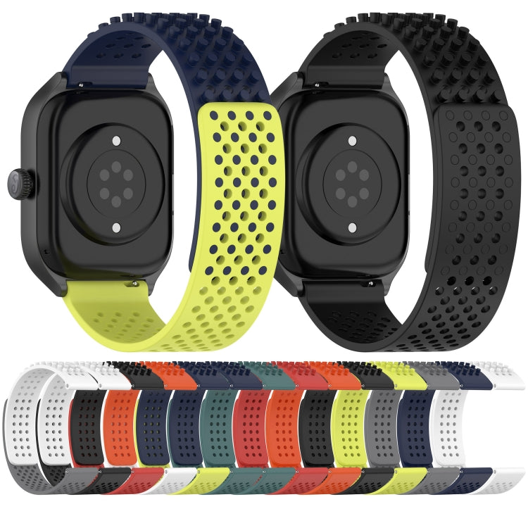 For Garmin Approach S40 20mm Holes Breathable 3D Dots Silicone Watch Band(Midnight Blue+Olive Green) - Watch Bands by PMC Jewellery | Online Shopping South Africa | PMC Jewellery