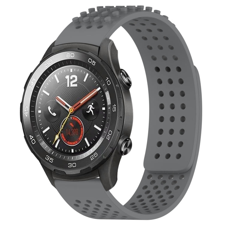 For Huawei Watch 2 20mm Holes Breathable 3D Dots Silicone Watch Band(Grey) - Watch Bands by PMC TechLife | Online Shopping South Africa | PMC TechLife