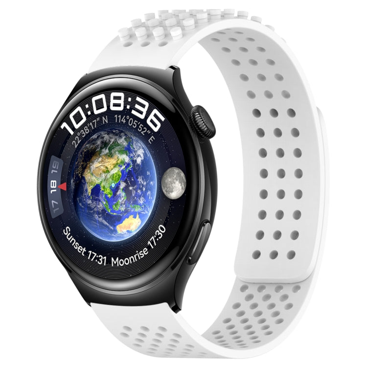For Huawei Watch 4 22mm Holes Breathable 3D Dots Silicone Watch Band(White) - Watch Bands by PMC TechLife | Online Shopping South Africa | PMC TechLife