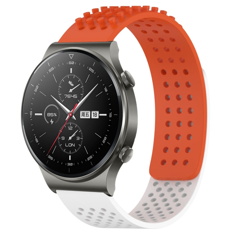 For Huawei GT2 Pro 22mm Holes Breathable 3D Dots Silicone Watch Band(Orange+White) - Watch Bands by PMC TechLife | Online Shopping South Africa | PMC TechLife