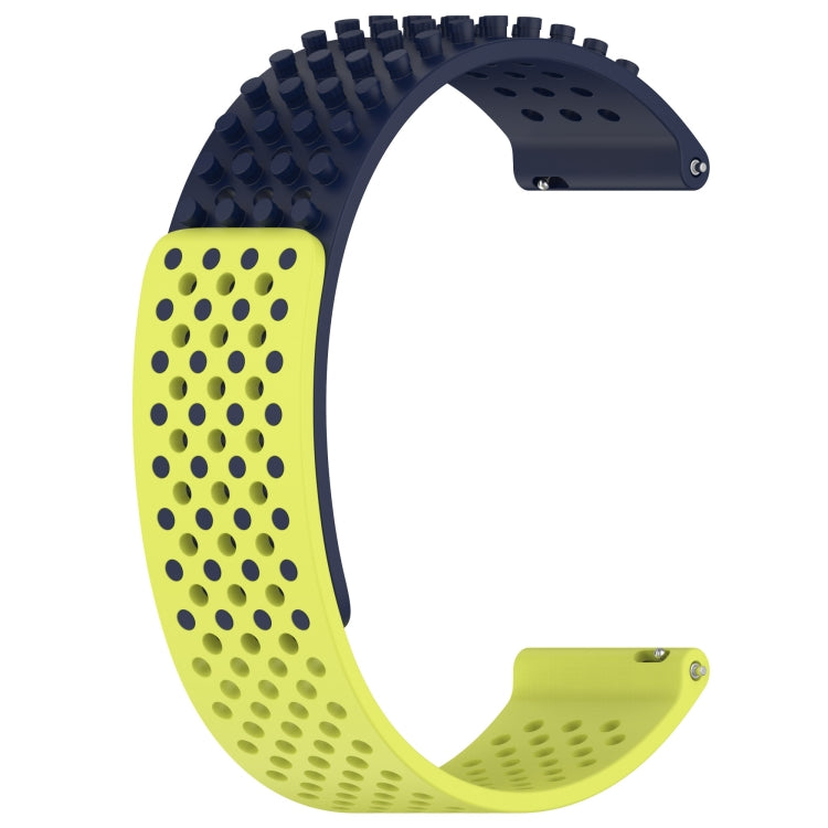 For Xiaomi MI Watch Color 2 22mm Holes Breathable 3D Dots Silicone Watch Band(Midnight Blue+Lime Green) - Watch Bands by PMC Jewellery | Online Shopping South Africa | PMC Jewellery