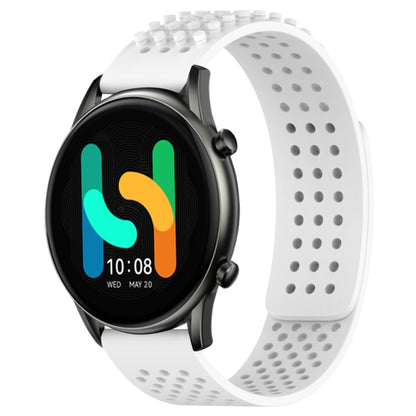 For Xiaomi Haylou RT2 LS10 22mm Holes Breathable 3D Dots Silicone Watch Band(White) - Watch Bands by PMC Jewellery | Online Shopping South Africa | PMC Jewellery