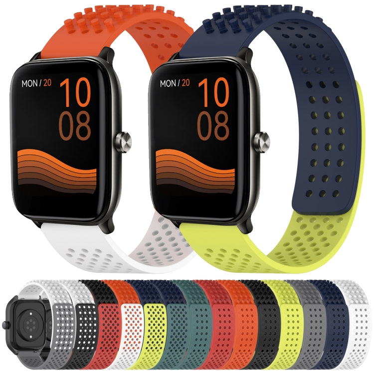 For Xiaomi Watch S1 Active 22mm Holes Breathable 3D Dots Silicone Watch Band(Midnight Blue+Olive Green) - Watch Bands by PMC Jewellery | Online Shopping South Africa | PMC Jewellery