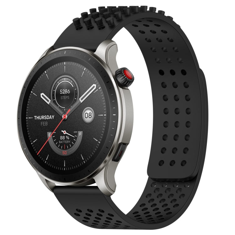 For Amazfit GTR 4 22mm Holes Breathable 3D Dots Silicone Watch Band(Black) - Watch Bands by PMC TechLife | Online Shopping South Africa | PMC TechLife
