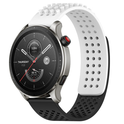 For Amazfit GTR 4 Pro 22mm Holes Breathable 3D Dots Silicone Watch Band(White+Black) - Watch Bands by PMC Jewellery | Online Shopping South Africa | PMC Jewellery