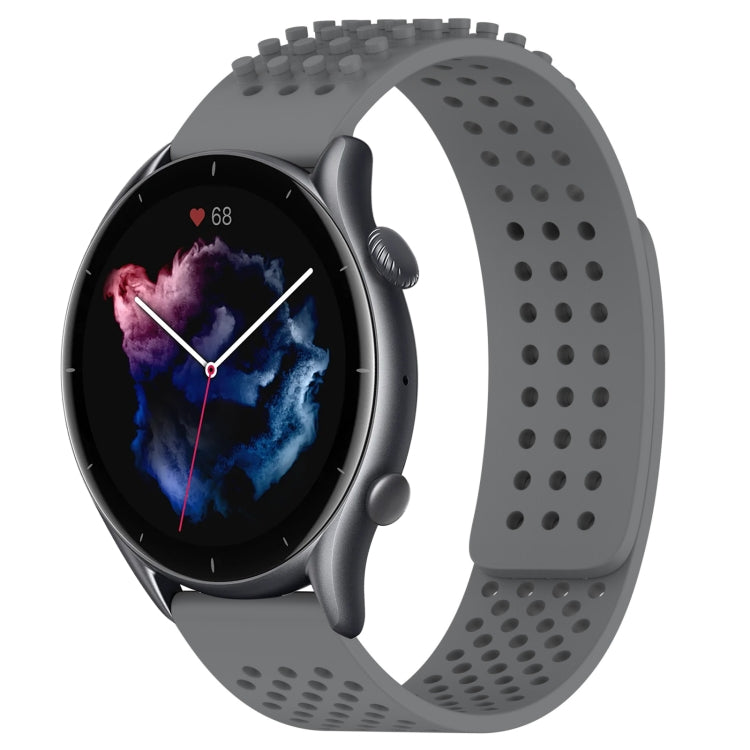 For Amazfit GTR 3 Pro 22mm Holes Breathable 3D Dots Silicone Watch Band(Grey) - Watch Bands by PMC TechLife | Online Shopping South Africa | PMC TechLife