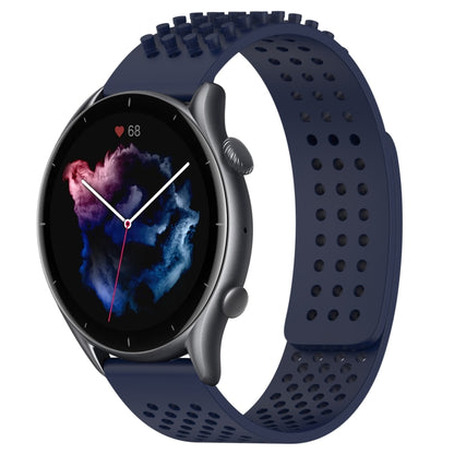 For Amazfit GTR 3 Pro 22mm Holes Breathable 3D Dots Silicone Watch Band(Midnight Blue) - Watch Bands by PMC Jewellery | Online Shopping South Africa | PMC Jewellery