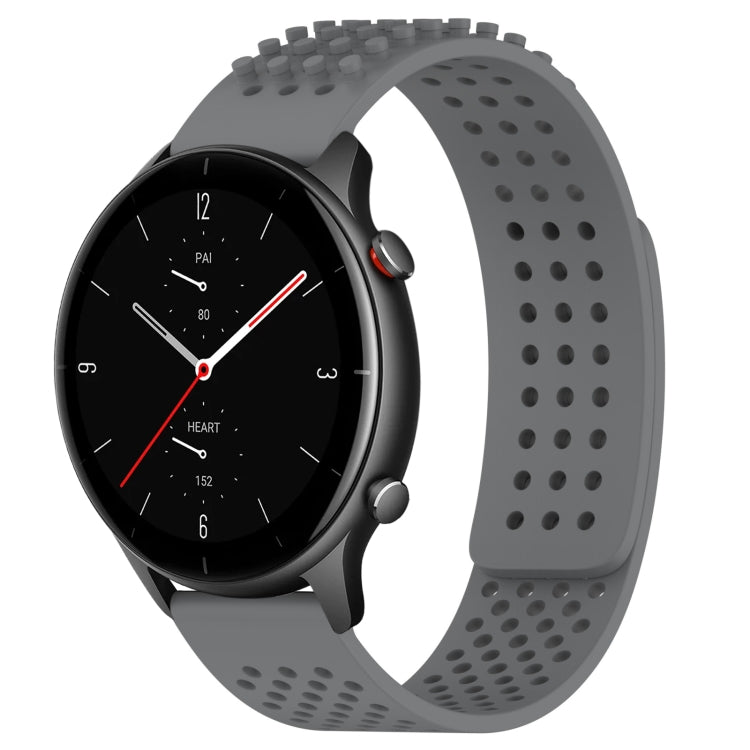 For Amazfit GTR 2e 22mm Holes Breathable 3D Dots Silicone Watch Band(Grey) - Watch Bands by PMC TechLife | Online Shopping South Africa | PMC TechLife