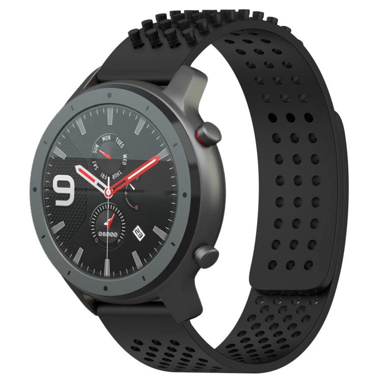 For Amazfit GTR 47mm 22mm Holes Breathable 3D Dots Silicone Watch Band(Black) - Watch Bands by PMC Jewellery | Online Shopping South Africa | PMC Jewellery