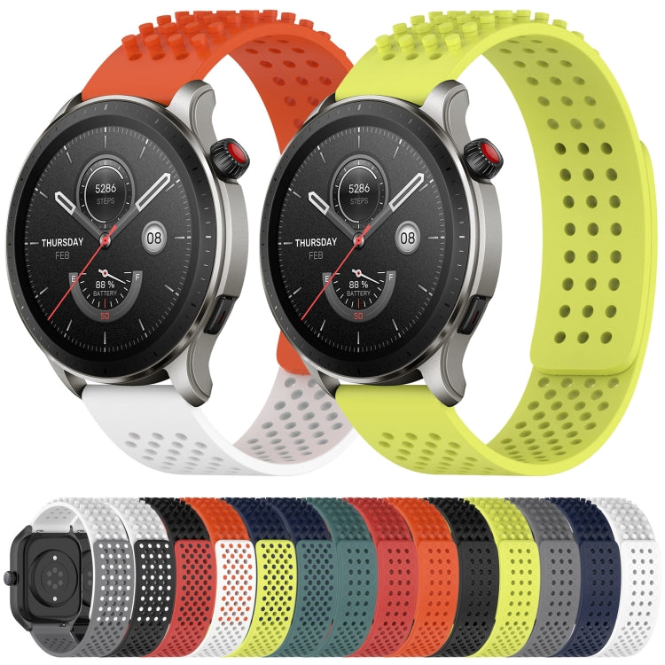 For Amazfit 3 22mm Holes Breathable 3D Dots Silicone Watch Band(White+Grey) - Watch Bands by PMC TechLife | Online Shopping South Africa | PMC TechLife