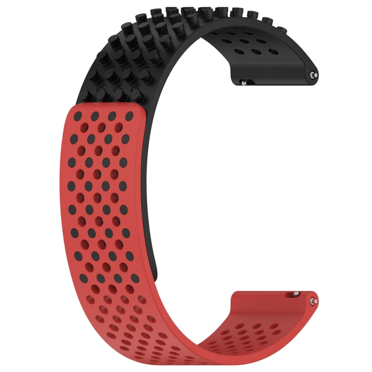 For Garmin Forerunner 255 22mm Holes Breathable 3D Dots Silicone Watch Band(Black+Red) - Watch Bands by PMC TechLife | Online Shopping South Africa | PMC TechLife