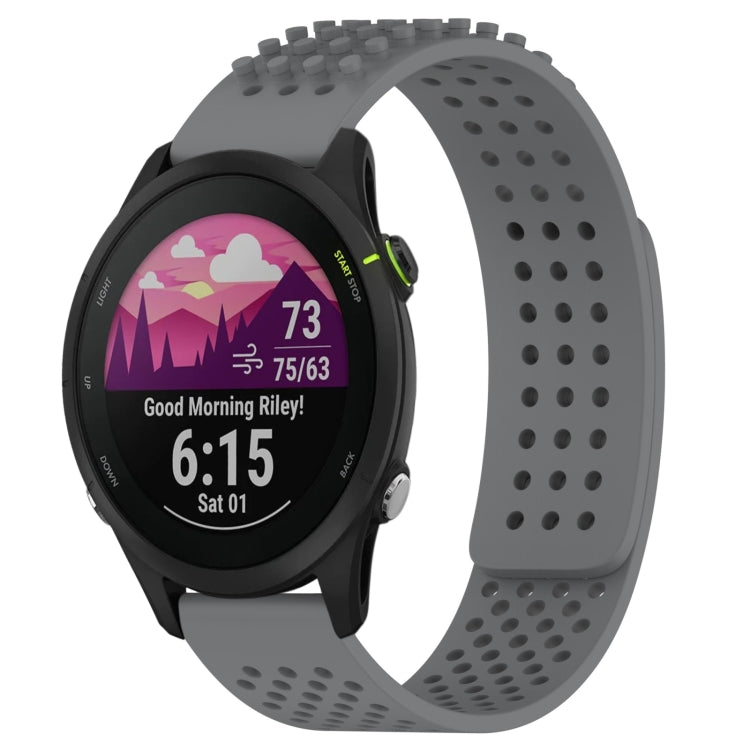 For Garmin Forerunner 255 Music 22mm Holes Breathable 3D Dots Silicone Watch Band(Grey) - Watch Bands by PMC TechLife | Online Shopping South Africa | PMC TechLife