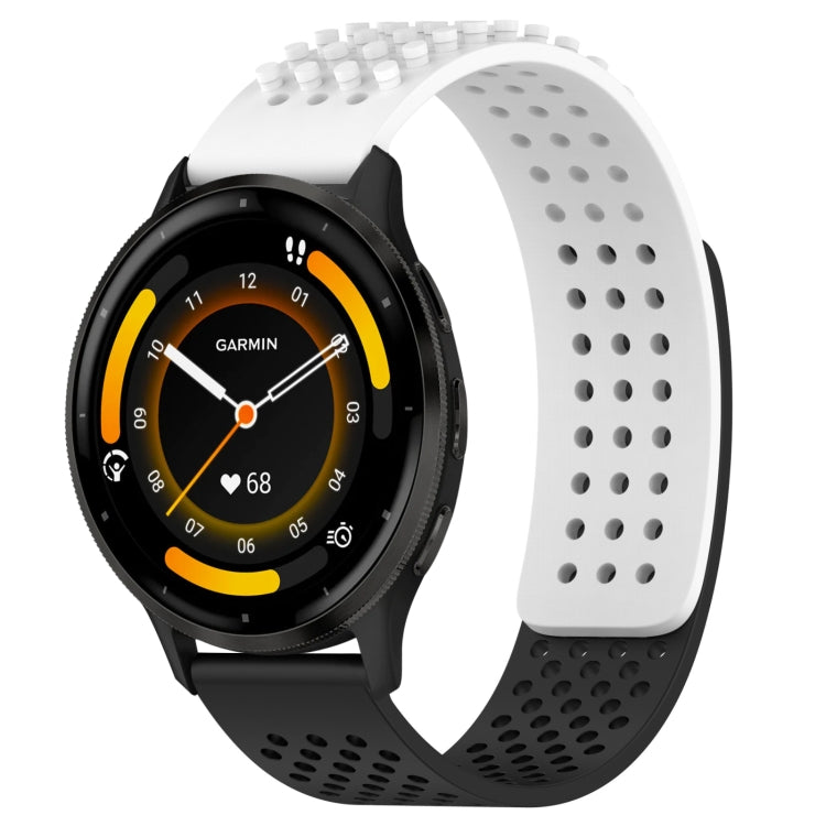 For Garmin Venu 3 22mm Holes Breathable 3D Dots Silicone Watch Band(White+Black) - Watch Bands by PMC TechLife | Online Shopping South Africa | PMC TechLife