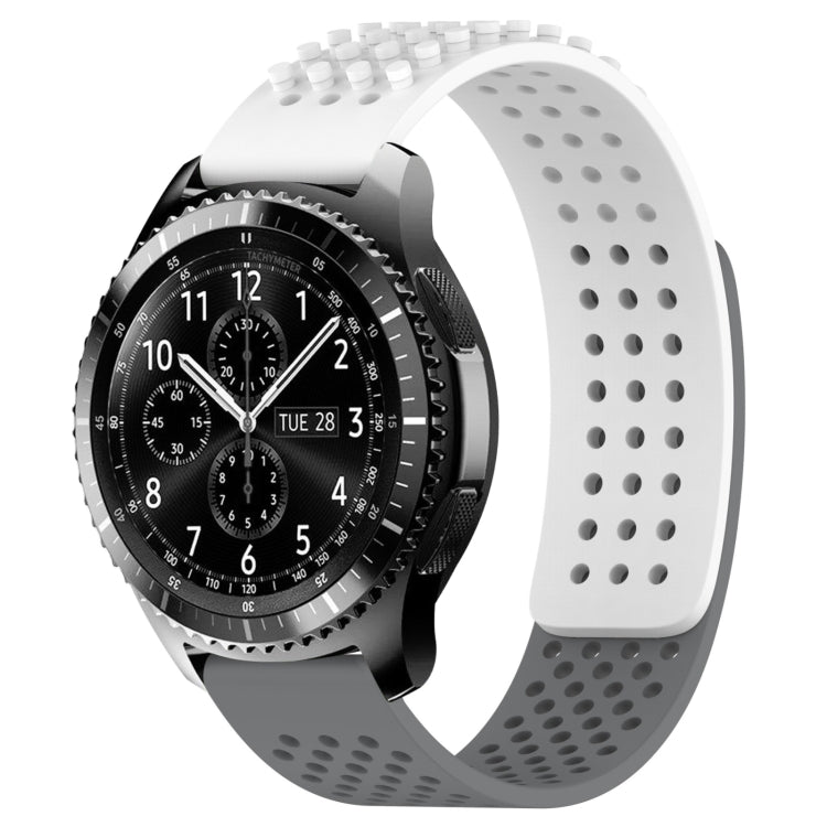 For Samsung Gear S3 Frontier 22mm Holes Breathable 3D Dots Silicone Watch Band(White+Grey) - Watch Bands by PMC Jewellery | Online Shopping South Africa | PMC Jewellery