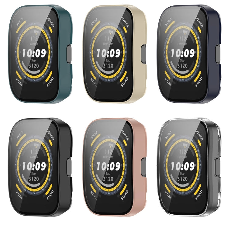 For Amazfit Bip 5 Tempered Film Integrated PC Watch Protective Case(Green) - Watch Cases by PMC TechLife | Online Shopping South Africa | PMC TechLife | Buy Now Pay Later Mobicred
