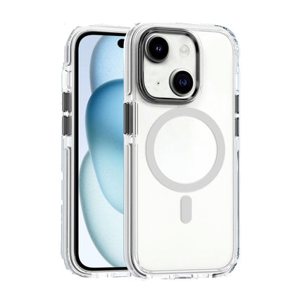 For iPhone 15 Dual-color MagSafe TPU Hybrid Clear PC Shockproof Phone Case(White) - iPhone 15 Cases by PMC Jewellery | Online Shopping South Africa | PMC Jewellery