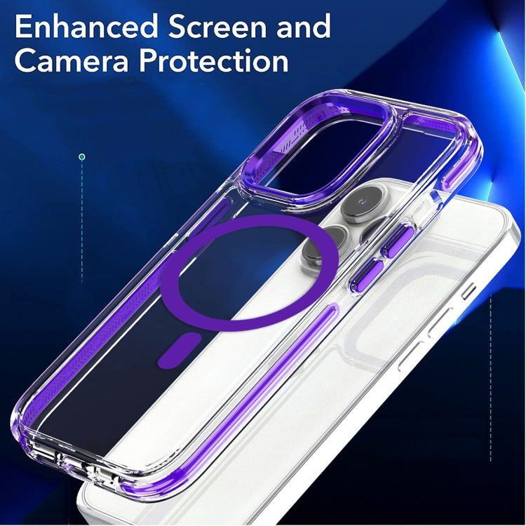 For iPhone 15 Plus Dual-color MagSafe TPU Hybrid Clear PC Shockproof Phone Case(Purple) - iPhone 15 Plus Cases by PMC Jewellery | Online Shopping South Africa | PMC Jewellery