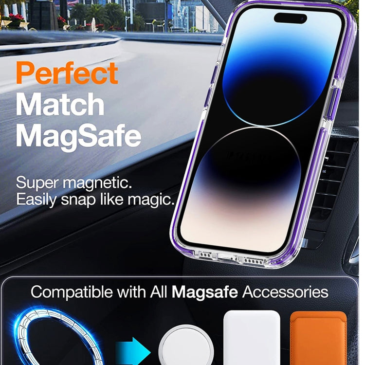 For iPhone 15 Dual-color MagSafe TPU Hybrid Clear PC Shockproof Phone Case(Black) - iPhone 15 Cases by PMC TechLife | Online Shopping South Africa | PMC TechLife