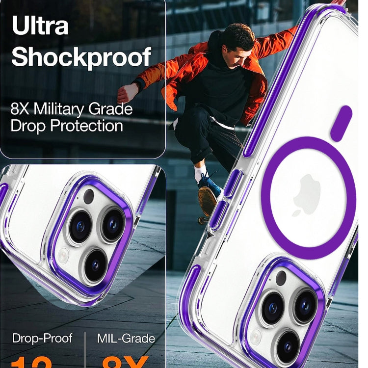 For iPhone 13 Pro Max Dual-color MagSafe TPU Hybrid Clear PC Shockproof Phone Case(Orange) - iPhone 13 Pro Max Cases by PMC TechLife | Online Shopping South Africa | PMC TechLife