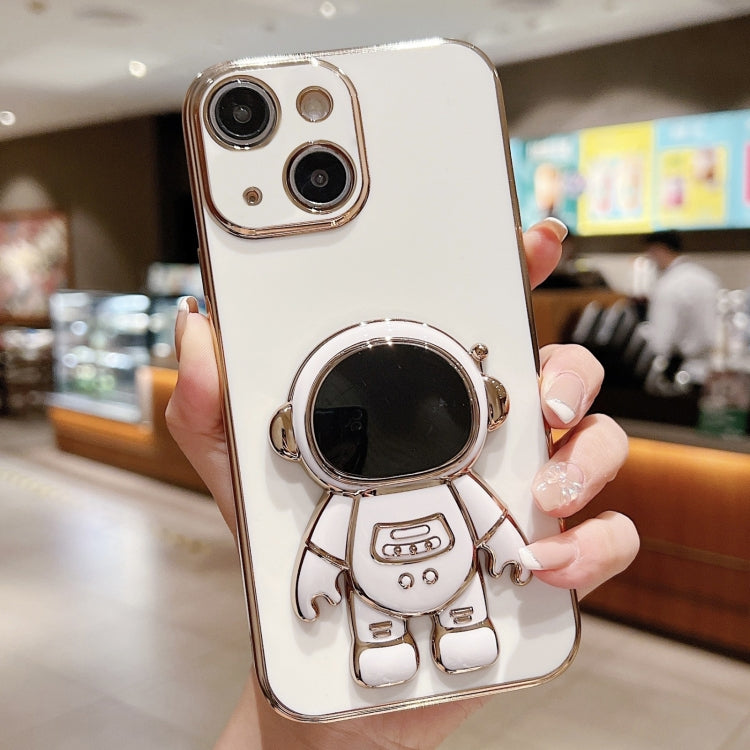 For iPhone 15 Electroplating Astronaut Holder Phone Case(White) - iPhone 15 Cases by PMC TechLife | Online Shopping South Africa | PMC TechLife