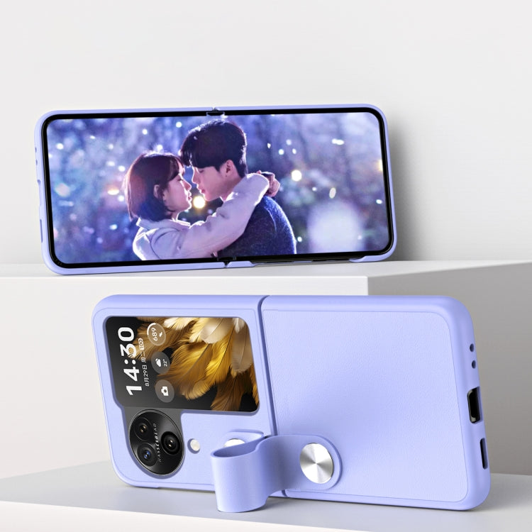 For OPPO  Find N3 Flip Hand Strap Plain Leather Phone Case(Purple) - Find N3 Flip Cases by PMC TechLife | Online Shopping South Africa | PMC TechLife