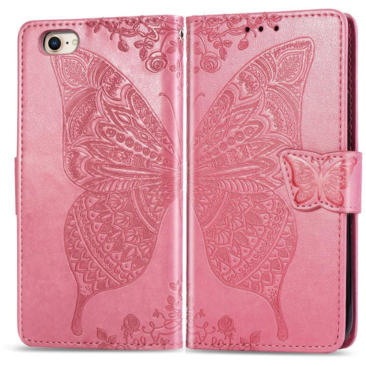 For iPhone 16e Butterfly Love Flower Embossed Leather Phone Case(Pink) - iPhone 16e Cases by PMC Jewellery | Online Shopping South Africa | PMC Jewellery | Buy Now Pay Later Mobicred