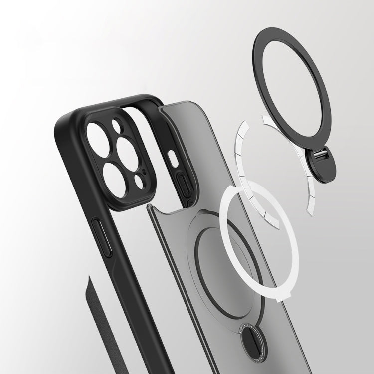 For iPhone 15 360 Magsafe Ring Holder TPU Hybrid PC Phone Case(Grey) - iPhone 15 Cases by PMC TechLife | Online Shopping South Africa | PMC TechLife