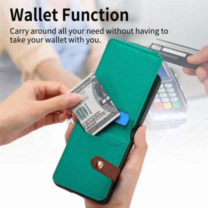 For OPPO Find N3 Flip Vertical Flip Zipper Wallet Ring Leather Phone Case(Green) - Find N3 Flip Cases by PMC Jewellery | Online Shopping South Africa | PMC Jewellery | Buy Now Pay Later Mobicred