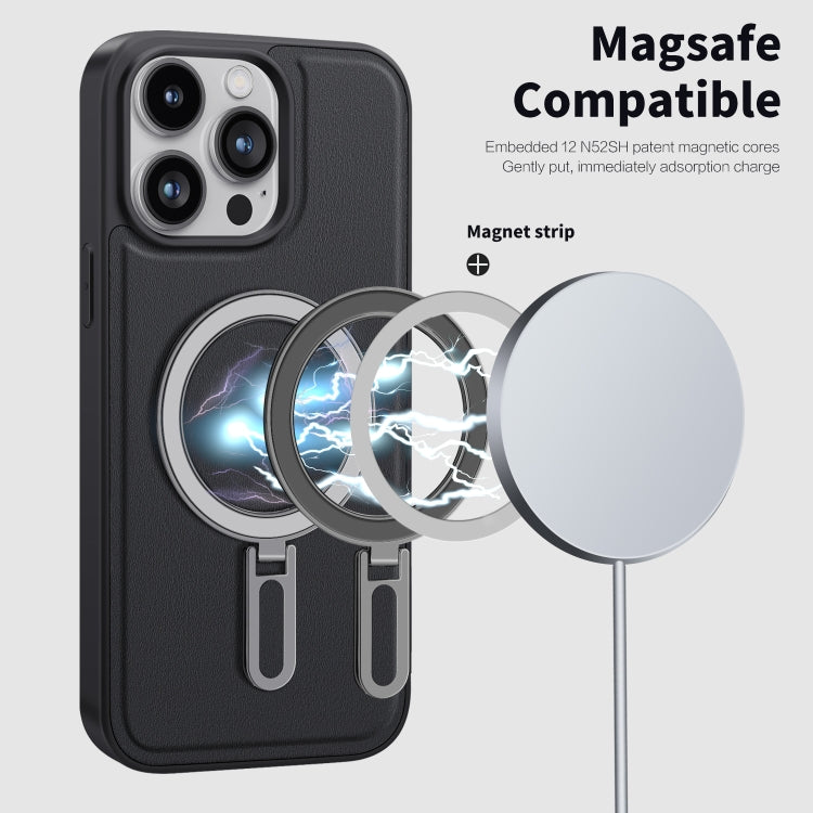 For iPhone 15 Shield MagSafe Magnetic Holder Phone Case(Black) - iPhone 15 Cases by PMC Jewellery | Online Shopping South Africa | PMC Jewellery