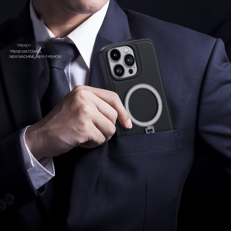 For iPhone 15 Shield MagSafe Magnetic Holder Phone Case(Black) - iPhone 15 Cases by PMC TechLife | Online Shopping South Africa | PMC TechLife