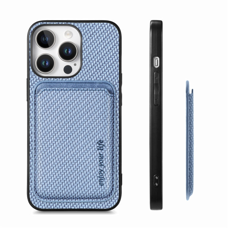 For iPhone 16 Pro Carbon Fiber Leather Card Magsafe Phone Case(Blue) - iPhone 16 Pro Cases by PMC Jewellery | Online Shopping South Africa | PMC Jewellery | Buy Now Pay Later Mobicred