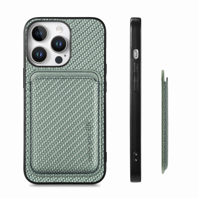 For iPhone 16 Pro Carbon Fiber Leather Card Magsafe Phone Case(Green) - iPhone 16 Pro Cases by PMC Jewellery | Online Shopping South Africa | PMC Jewellery | Buy Now Pay Later Mobicred