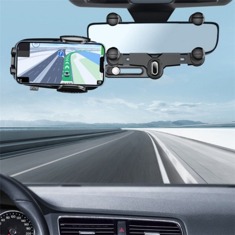 R010 Universal Vehicle Rearview Mirror Phone Holder Multifunctional Retractable Cell Phone Car Mount(Black) - Car Holders by PMC Jewellery | Online Shopping South Africa | PMC Jewellery | Buy Now Pay Later Mobicred