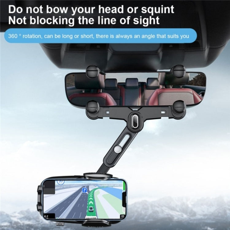 R009 Universal Vehicle Retractable Phone Clip Holder Car Rearview Mirror Cell Phone Mount(Green) - Car Holders by PMC Jewellery | Online Shopping South Africa | PMC Jewellery | Buy Now Pay Later Mobicred