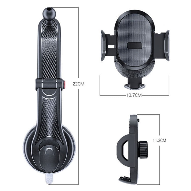 ES33 Car Mobile Phone Holder Bracket Carbon Fiber 360 Degree Rotation Suction Cup Mount(Black) - Car Holders by PMC Jewellery | Online Shopping South Africa | PMC Jewellery | Buy Now Pay Later Mobicred