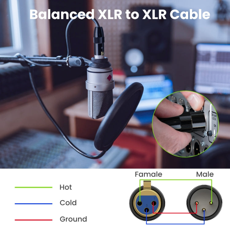 JUNSUNMAY XLR Male to Female Mic Cord 3 Pin Audio Cable Balanced Shielded Cable, Length:20m - Microphone Audio Cable & Connector by JUNSUNMAY | Online Shopping South Africa | PMC Jewellery | Buy Now Pay Later Mobicred