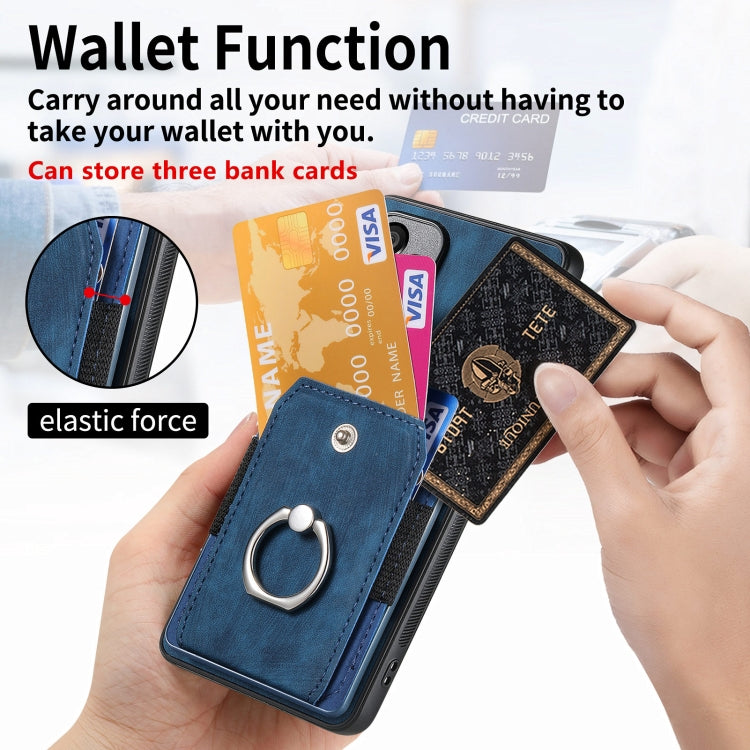 For Xiaomi Poco F5 Retro Skin-feel Ring Card Wallet Phone Case(Blue) - Xiaomi Cases by PMC TechLife | Online Shopping South Africa | PMC TechLife