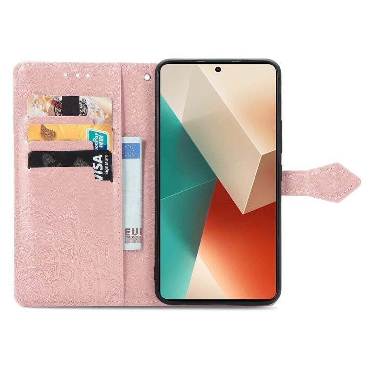 For Xiaomi Redmi Note 13 Pro Mandala Flower Embossed Leather Phone Case(Rose Gold) - Note 13 Pro Cases by PMC Jewellery | Online Shopping South Africa | PMC Jewellery | Buy Now Pay Later Mobicred